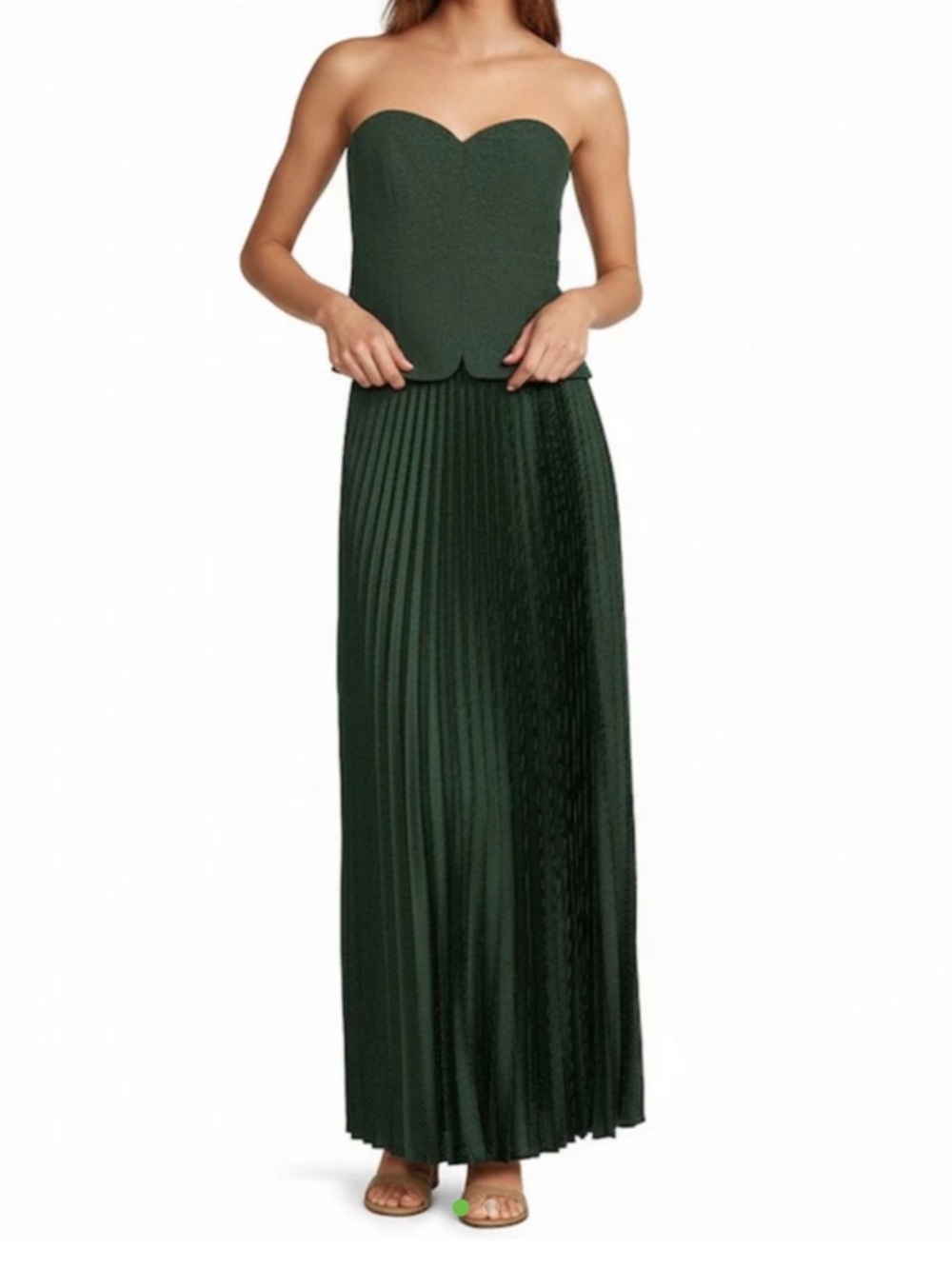 Antonio Melani Billie Pleated Maxi Dress in Dark Green
